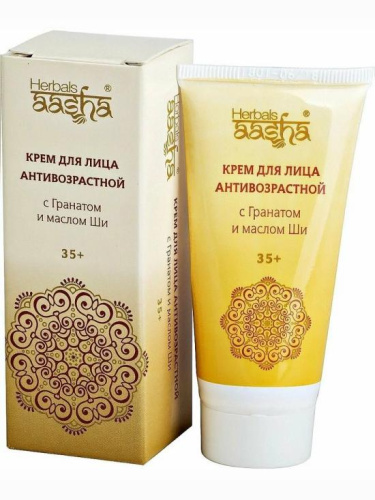 Крем для лица антивозрастной с Гранатом и маслом Ши 30гр., Aasha Herbals